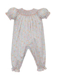 Girl's Long Bishop Romper - Pumpkin Print