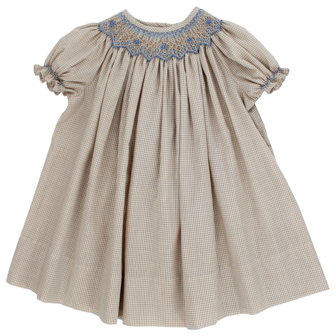 Smocked Bishop - Khaki Check