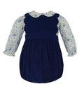 Navy Cord. Bubble w/ Floral  Blouse
