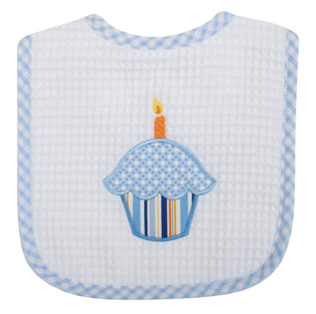 Applique Bib - Blue Cupcake
