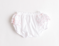 Diaper Cover w/ Side Ruffles - White/Pink