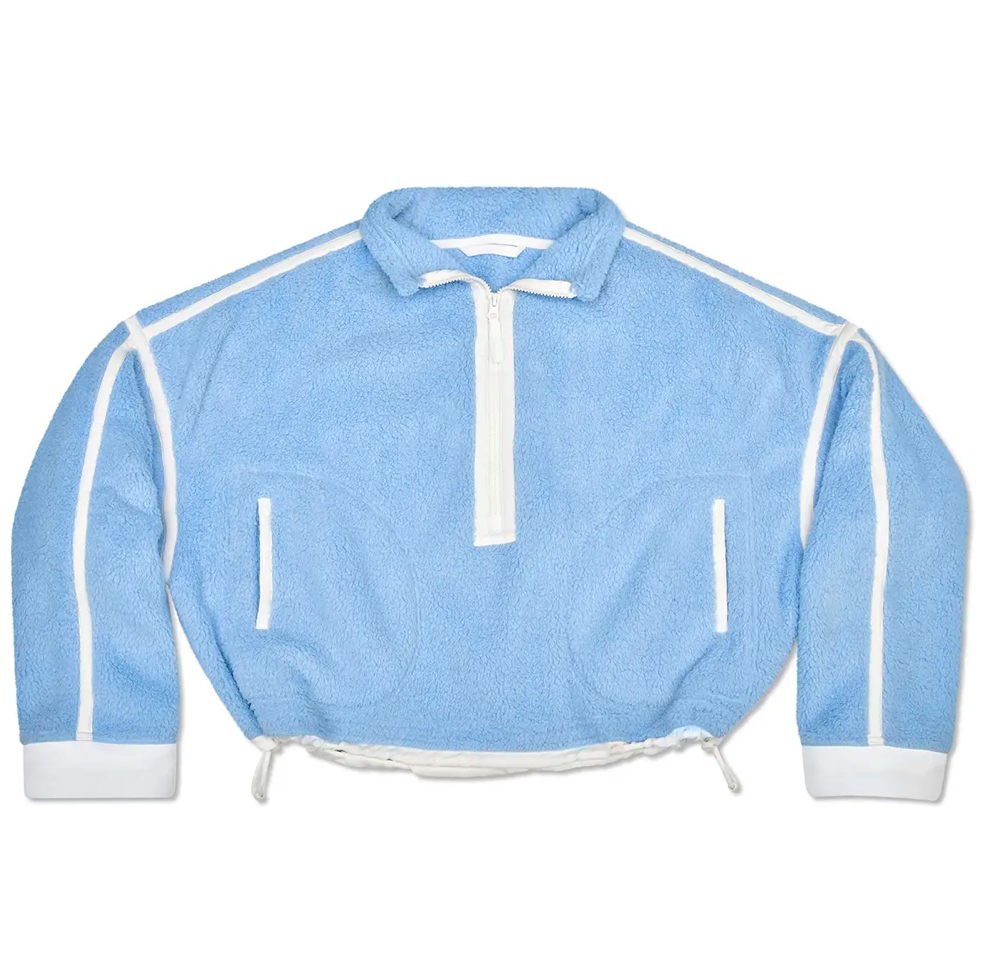 1/2 Zip Sherpa - Blue/White