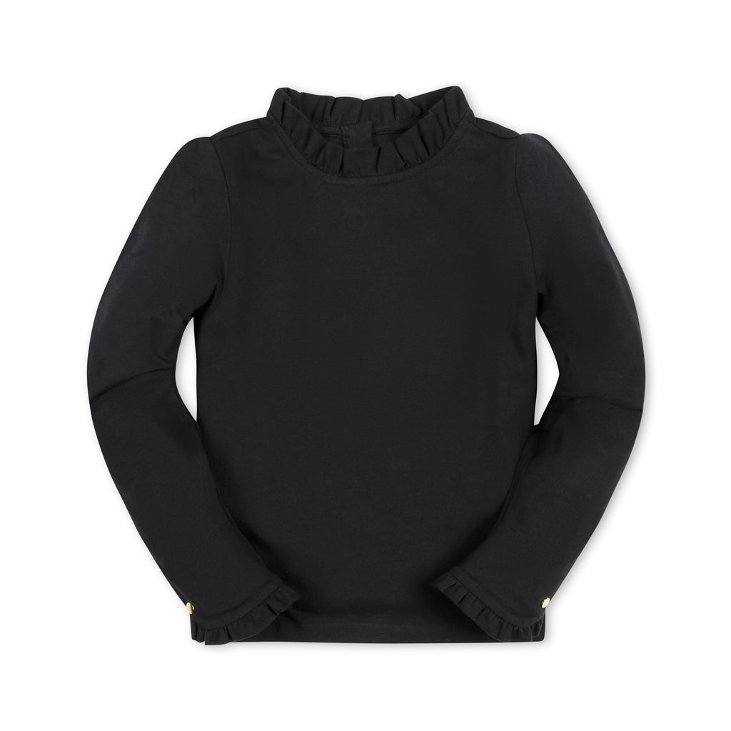 Organic Ruffle Trim Top - Black