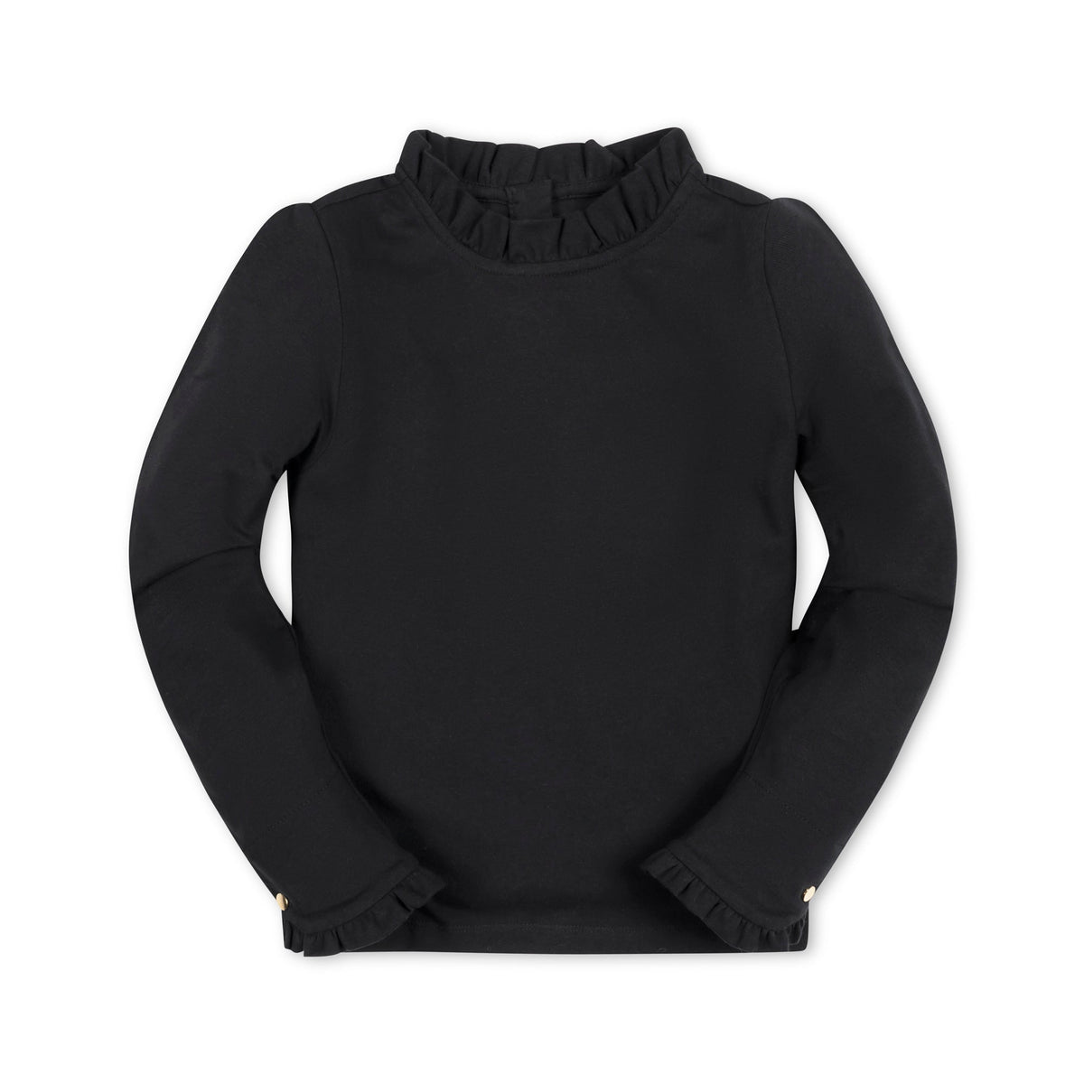 Organic Ruffle Trim Top - Black
