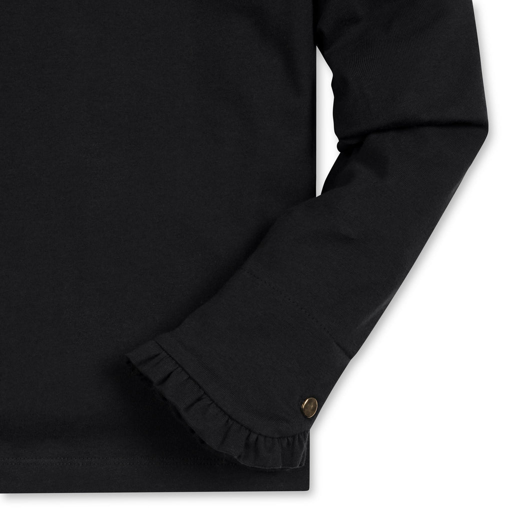 Organic Ruffle Trim Top - Black