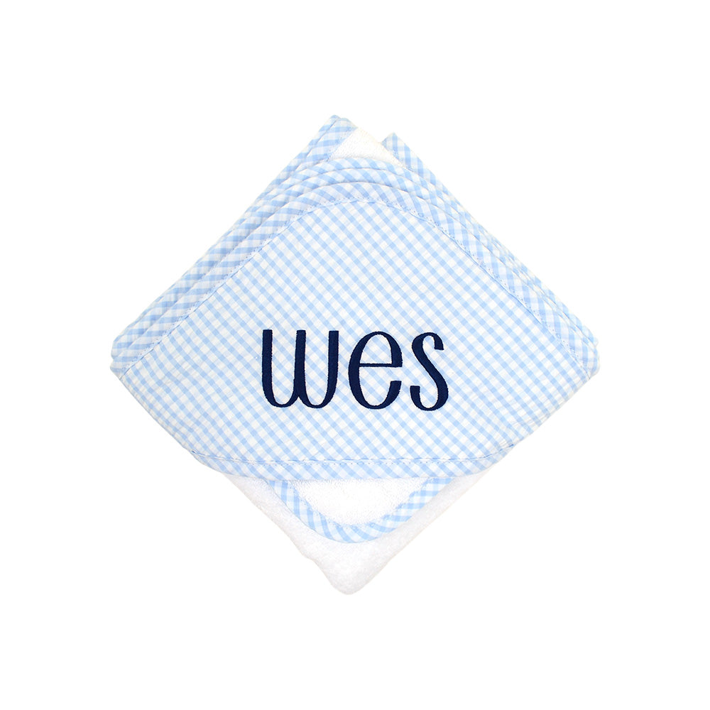 Fabric Hooded Towel - Blue Check