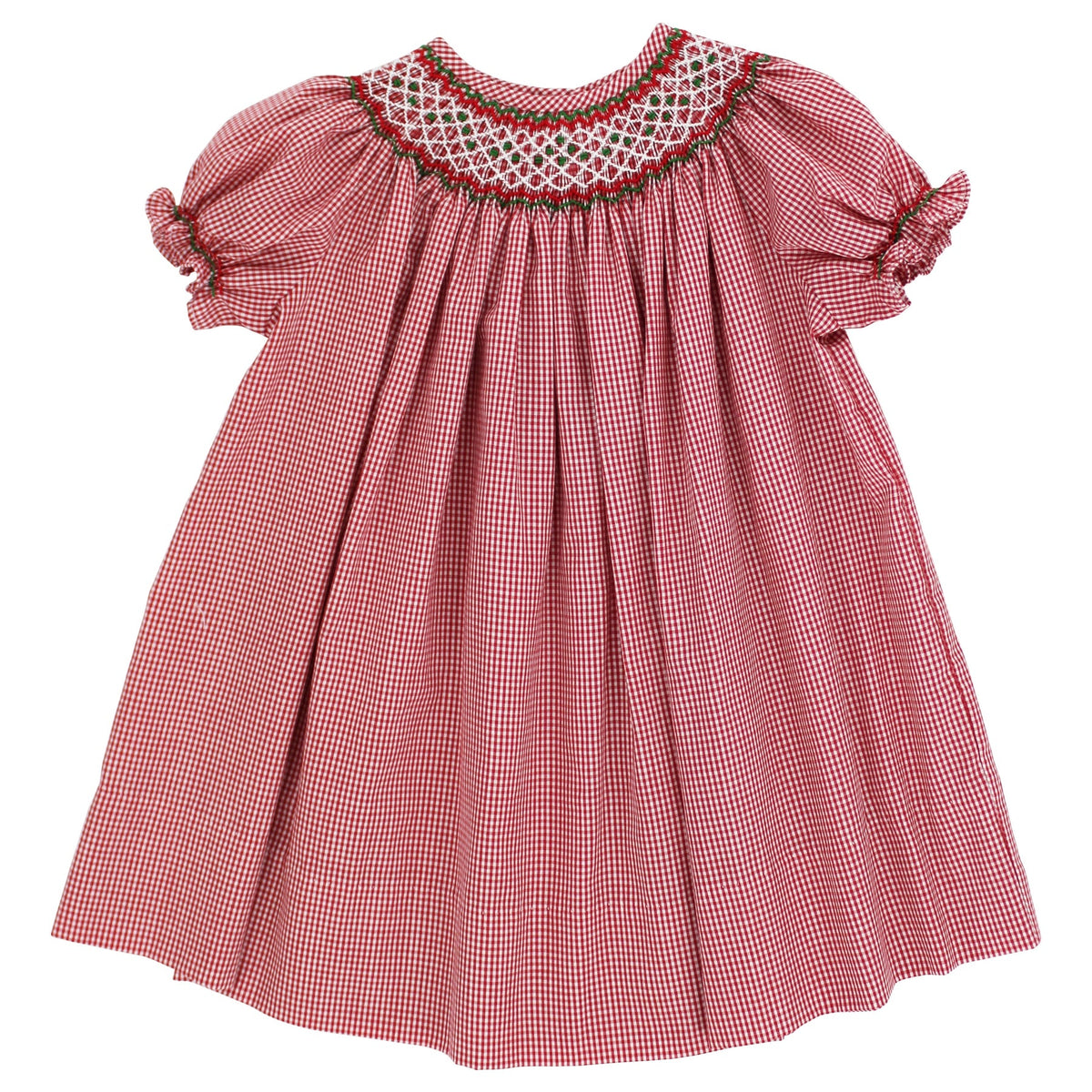 Christmas Check Smocked Bishop Dress