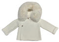 Cream Knit Jacket w/ Faux Fur