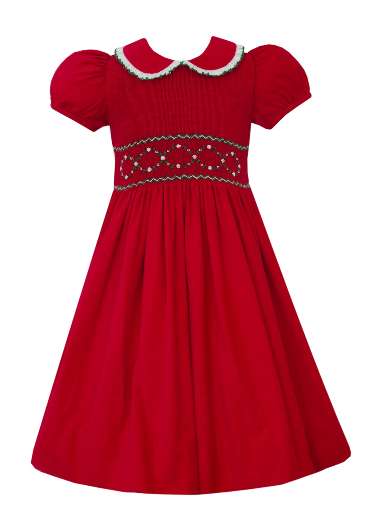 Emily Full Smocked Dress - Red Cord.