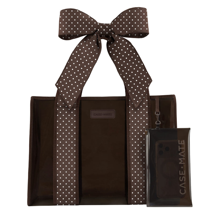 Jelly Bow Tote - Espresso Polka Dot
