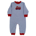 Little Plaid Firetruck Knit Romper