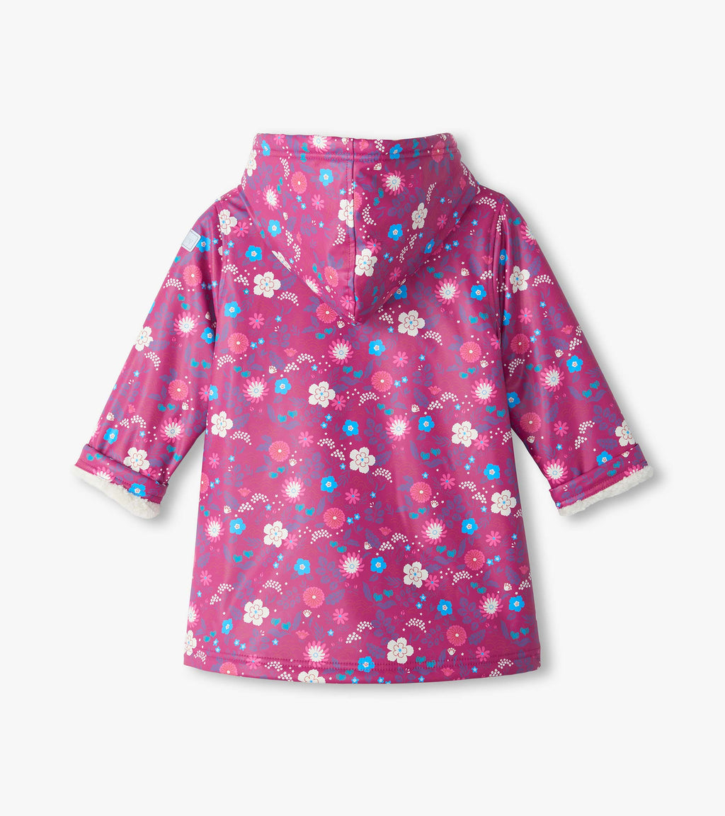 Tiny Flowers Sherpa Rain Coat