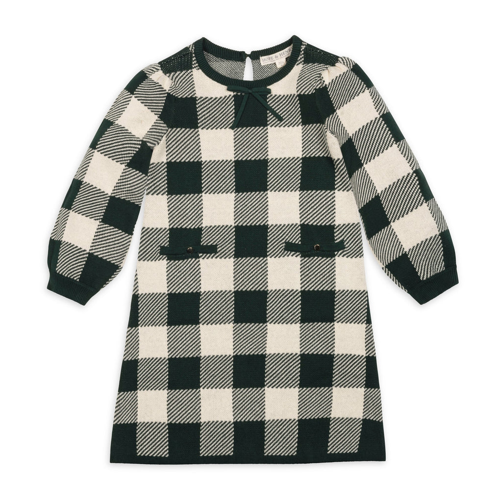 Organic Sweater Dress - Green Check