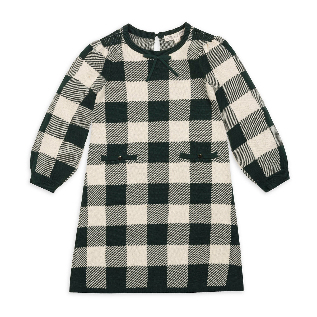 Organic Sweater Dress - Green Check