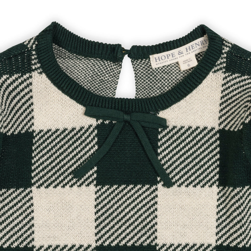 Organic Sweater Dress - Green Check