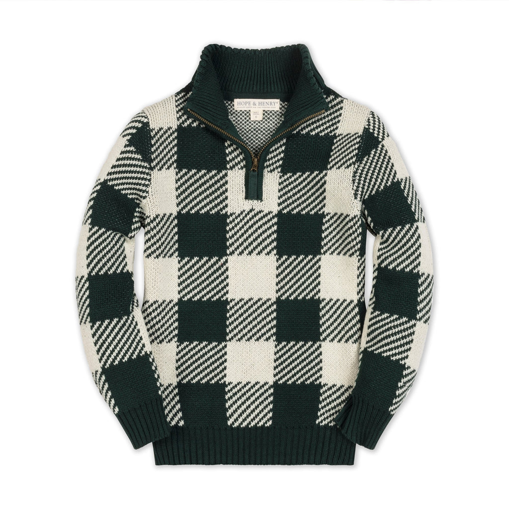 Organic Half-Zip - Green Check