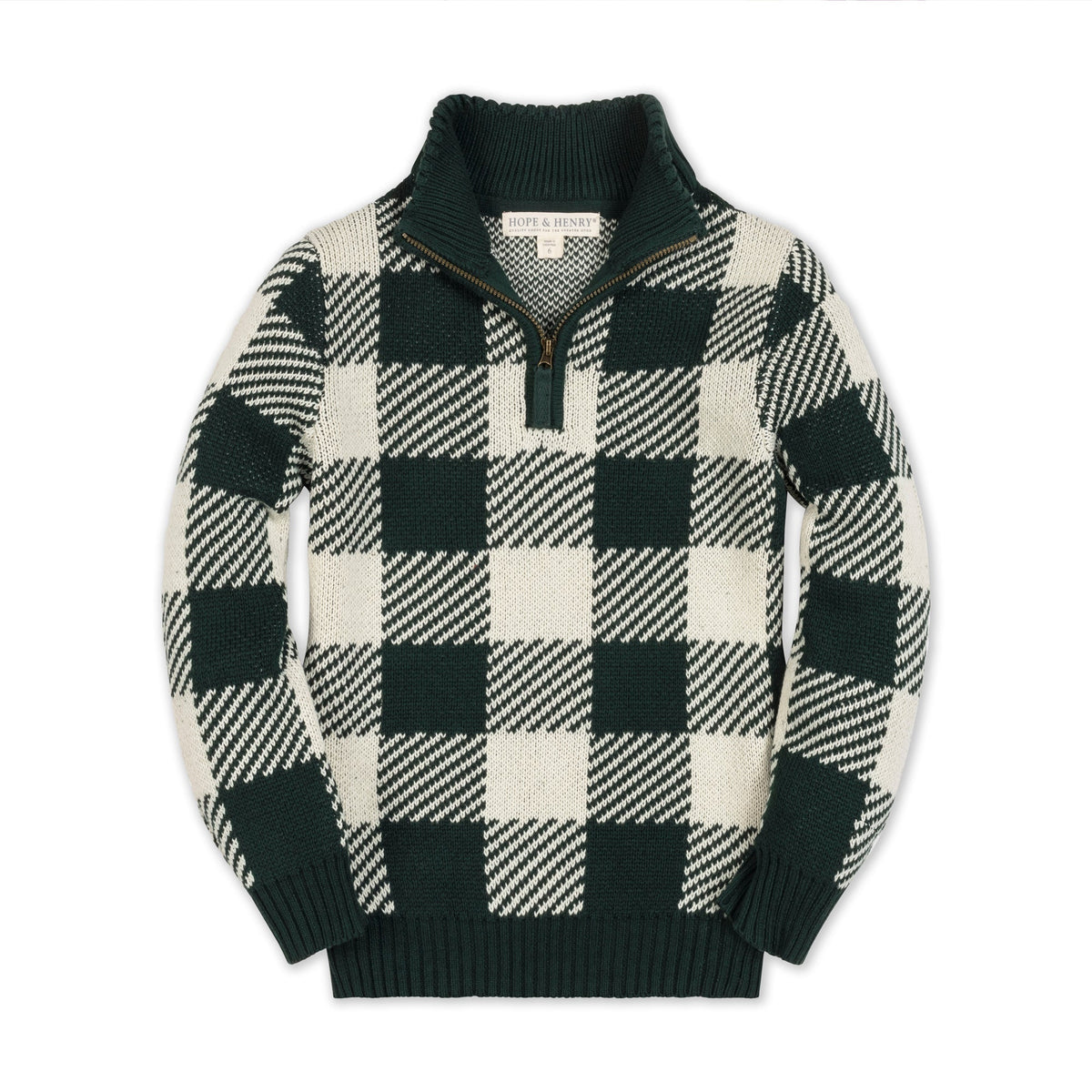 Organic Half-Zip - Green Check