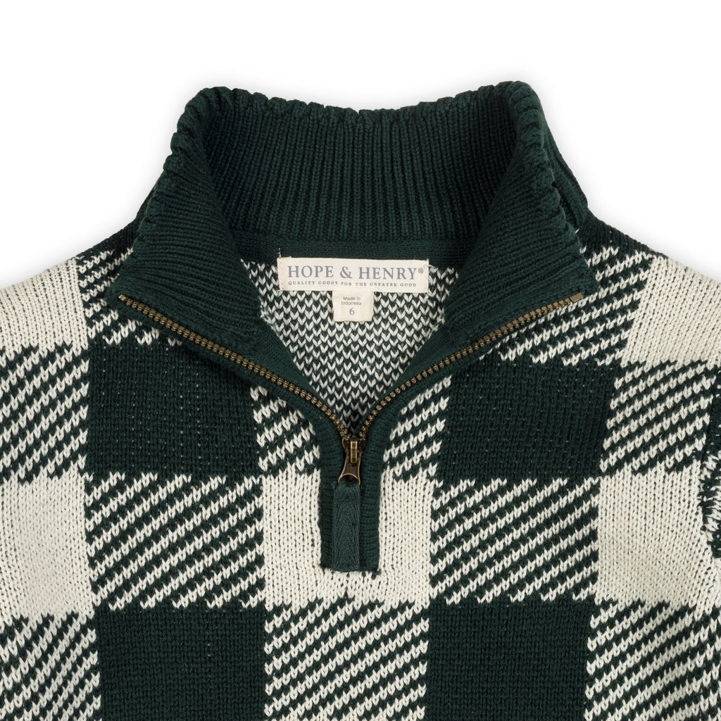 Organic Half-Zip - Green Check