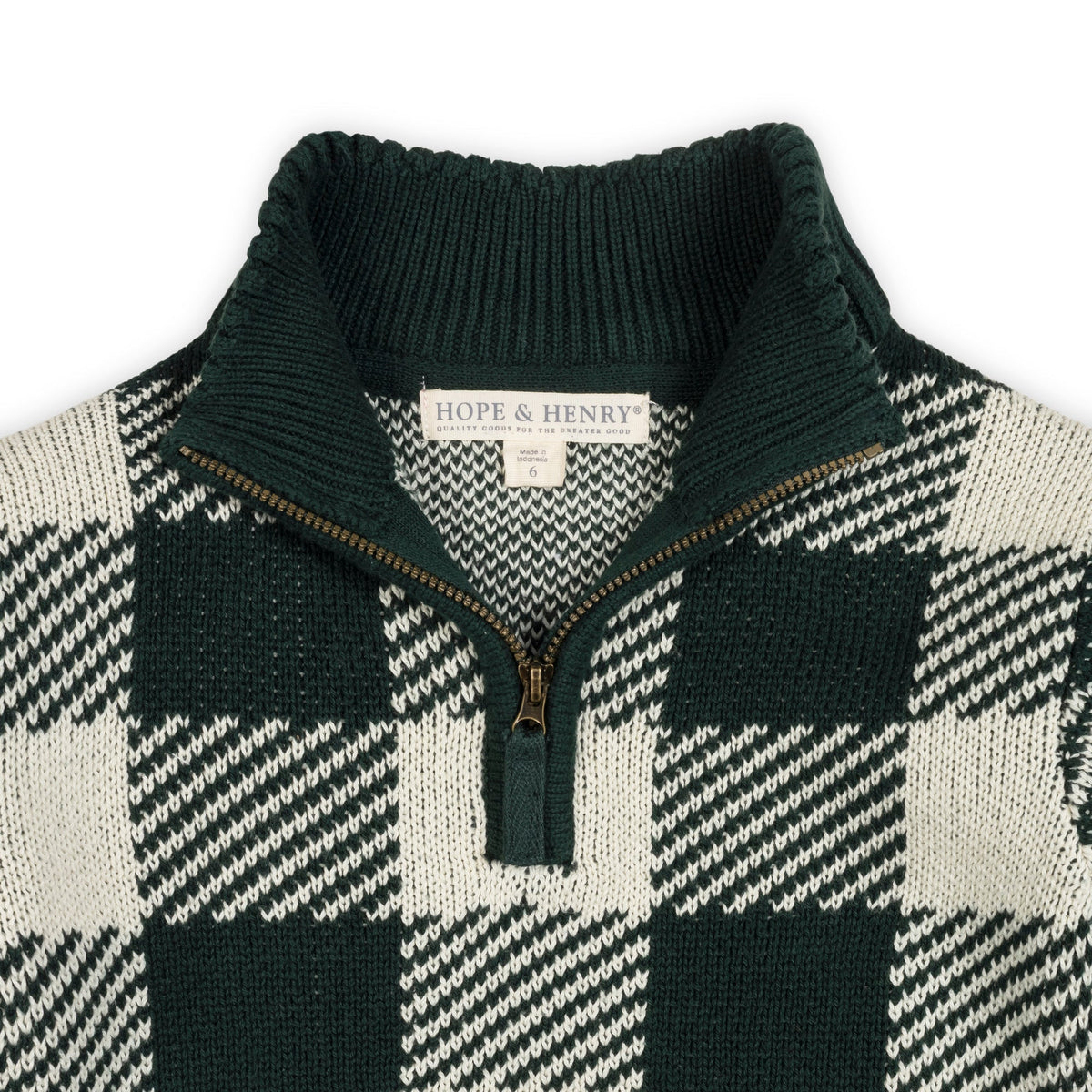 Organic Half-Zip - Green Check
