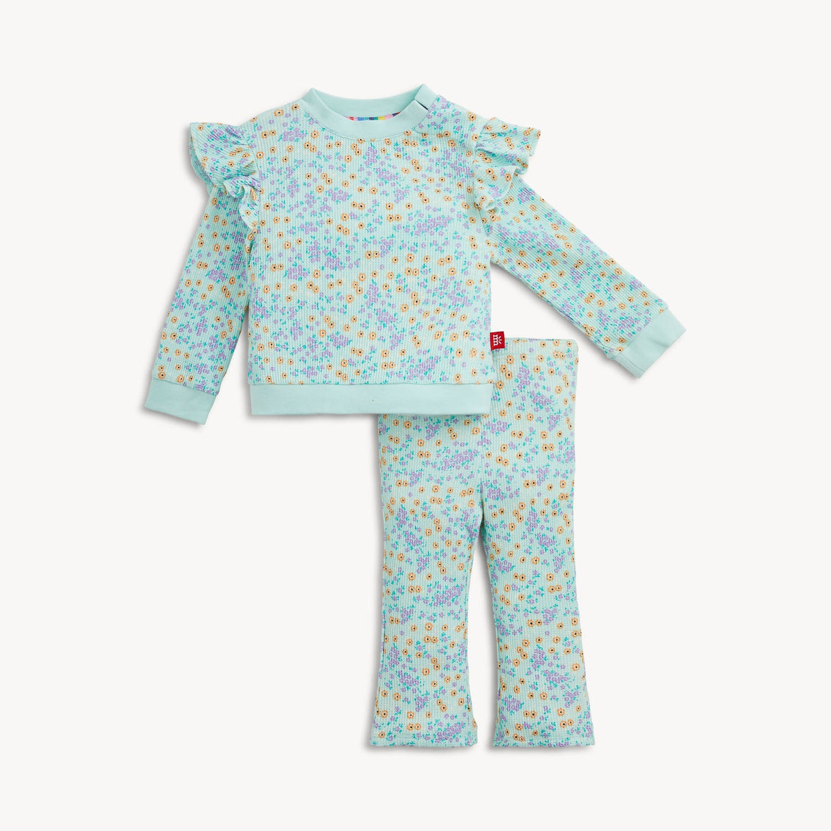 Girl's Green Floral Waffle Set