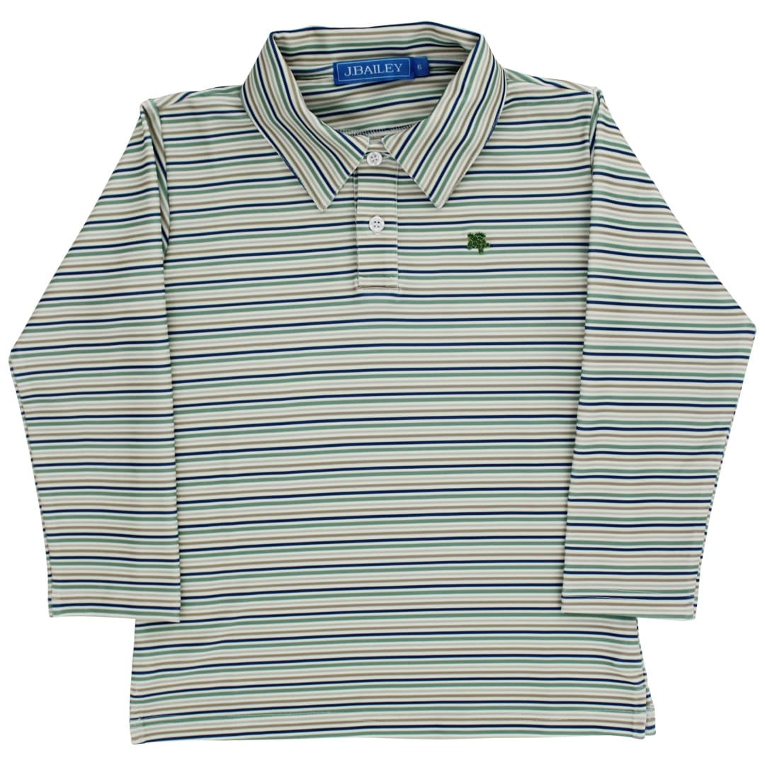 LS Harry Performance Polo - Olive Stripe