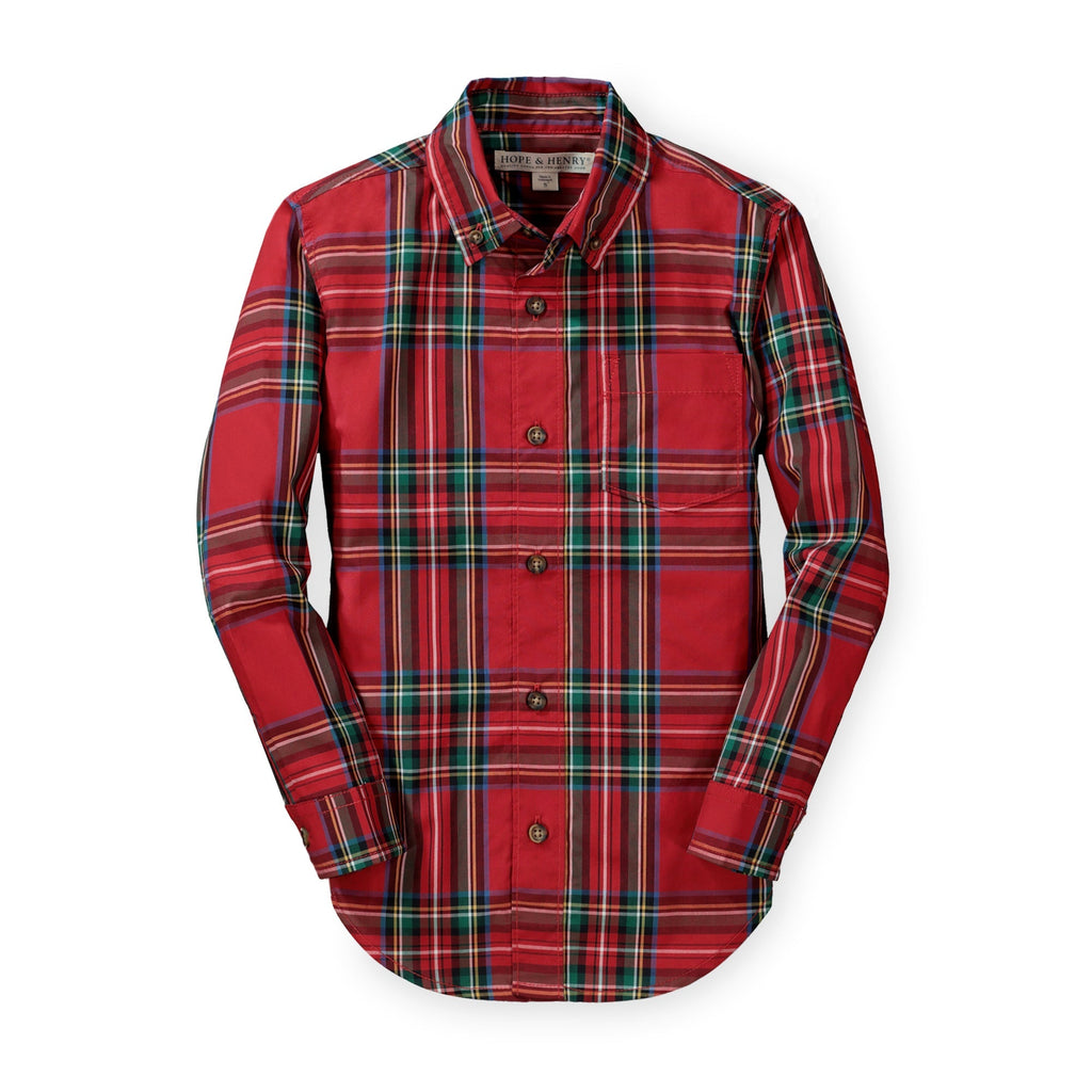 Organic Poplin Shirt - Holiday Tartan