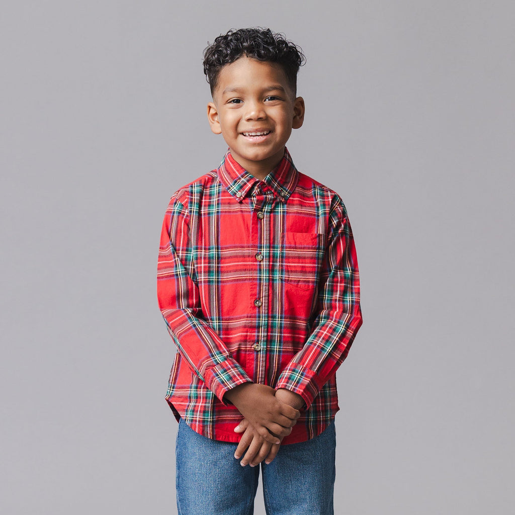 Organic Poplin Shirt - Holiday Tartan