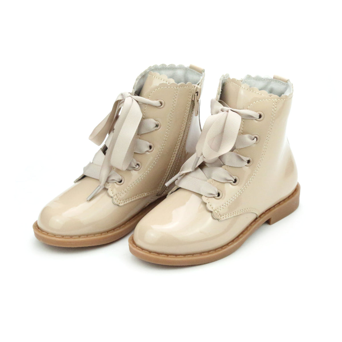 Josephine Scalloped Boot - Patent Taupe