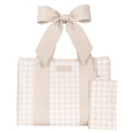 Jelly Bow Tote Bag - Latte Gingham