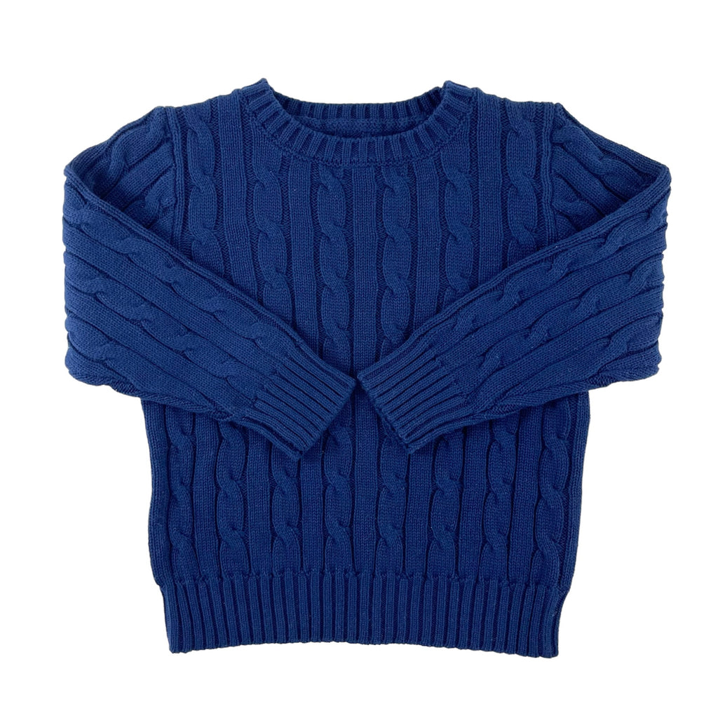 Navy Cable Crewneck Sweater