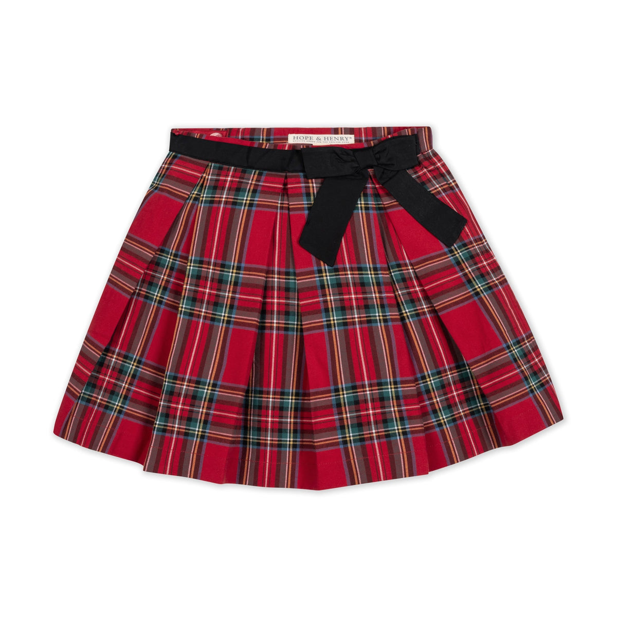 Organic Pleated Party Skirt - Holiday Tartan