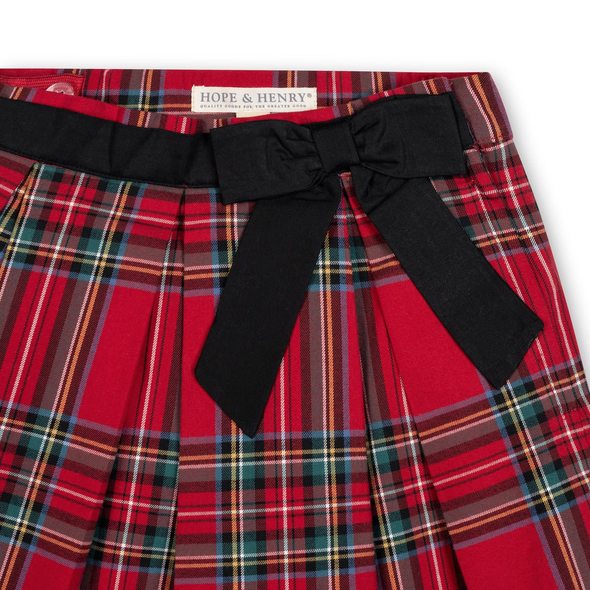 Organic Pleated Party Skirt - Holiday Tartan
