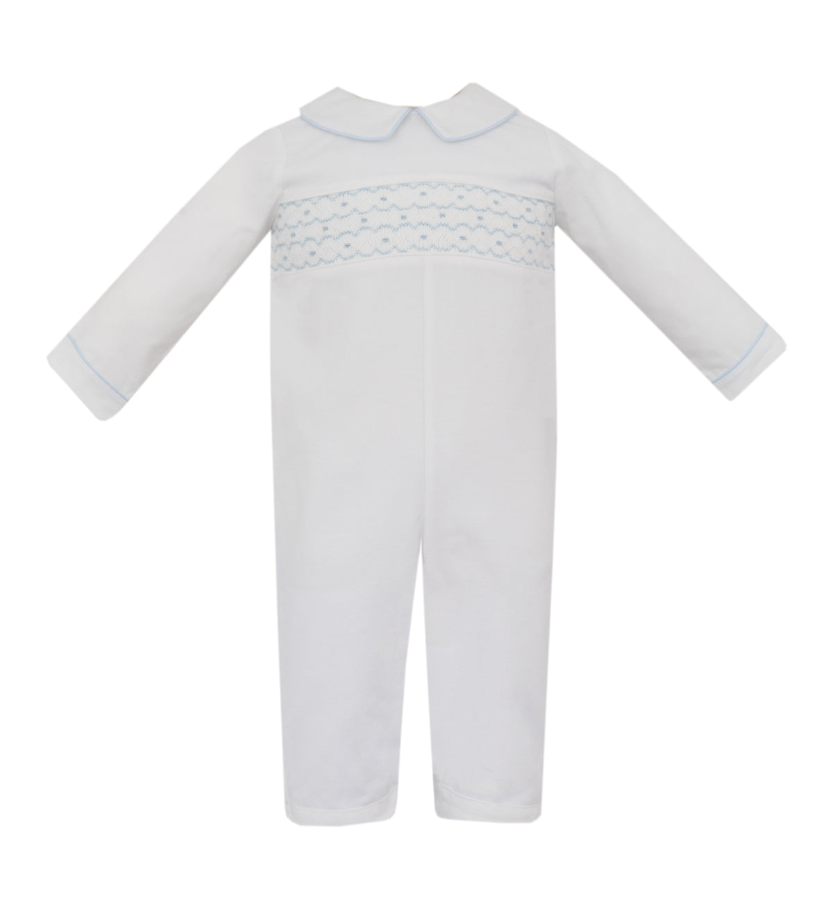 Ralph Smocked Romper - White Cord.