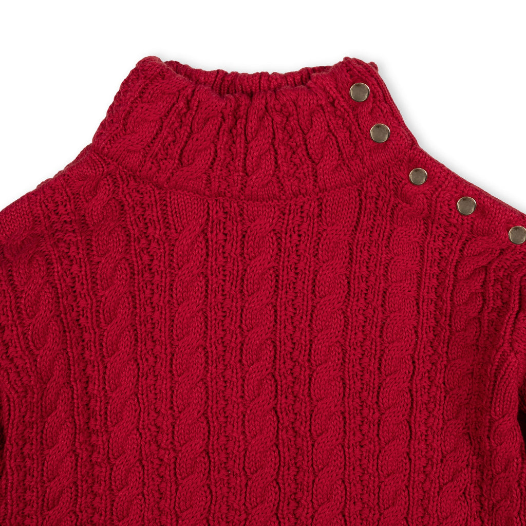 Organic Ruffle Cuff Turtleneck - Red