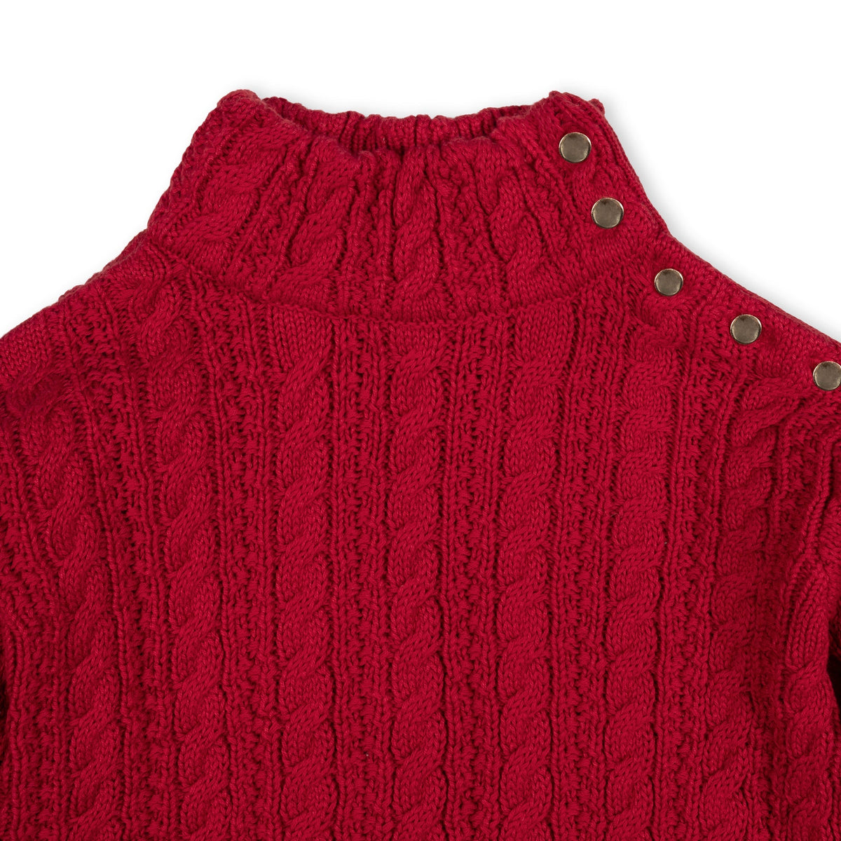 Organic Ruffle Cuff Turtleneck - Red