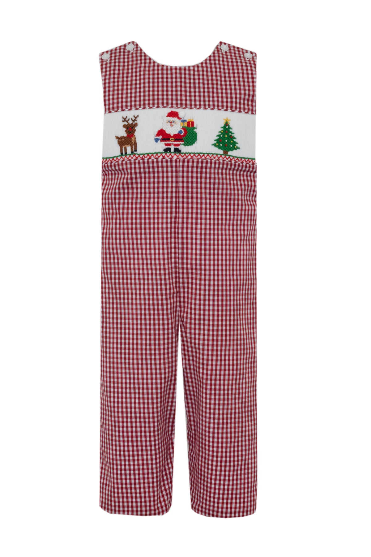 Smocked Santa Jon Jon - Red Gingham
