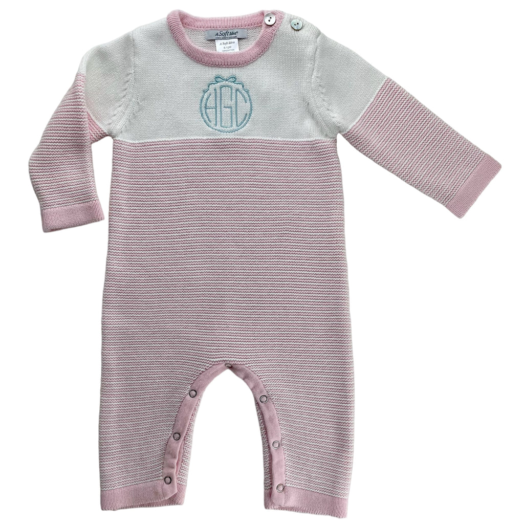 Seed Stitch Knit Romper - Pink