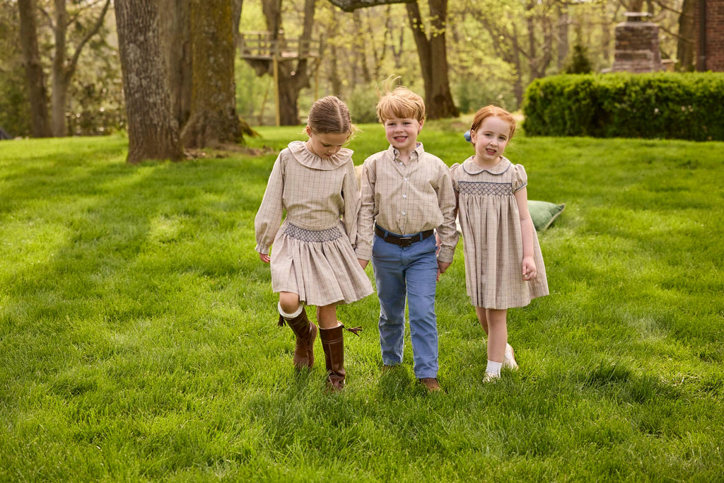 Smocked Molly Skirt - Durham Windowpane