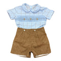 Smocked Button On - Tweed/Plaid