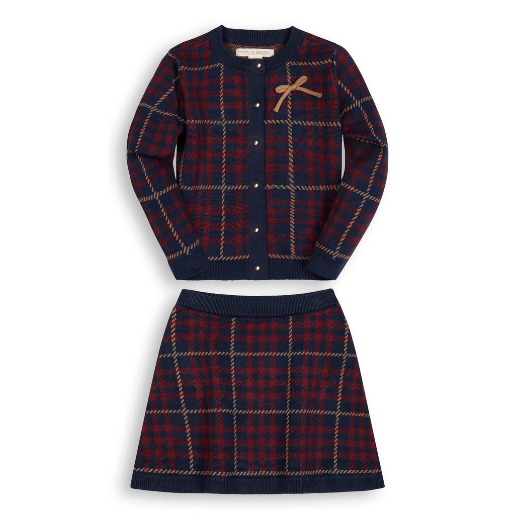 Organic Skirt & Sweater Set - Navy Plaid