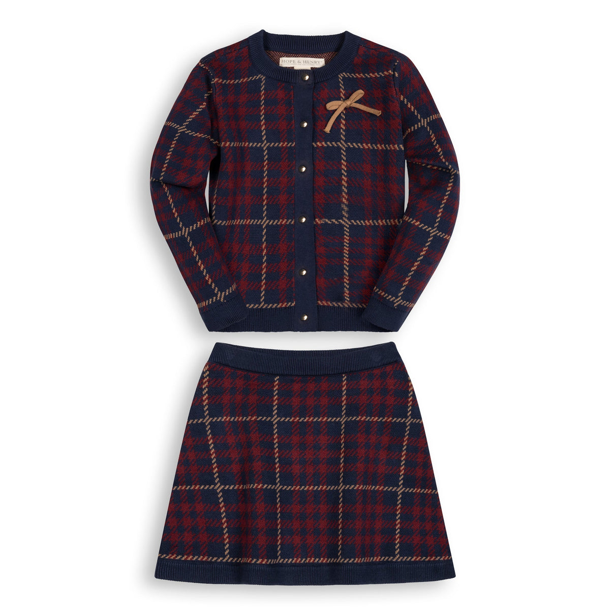 Organic Skirt & Sweater Set - Navy Plaid