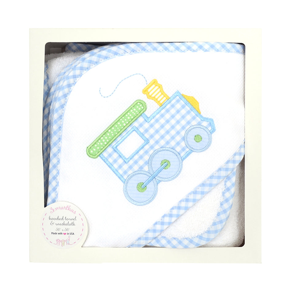 Box Hooded Towel - Train