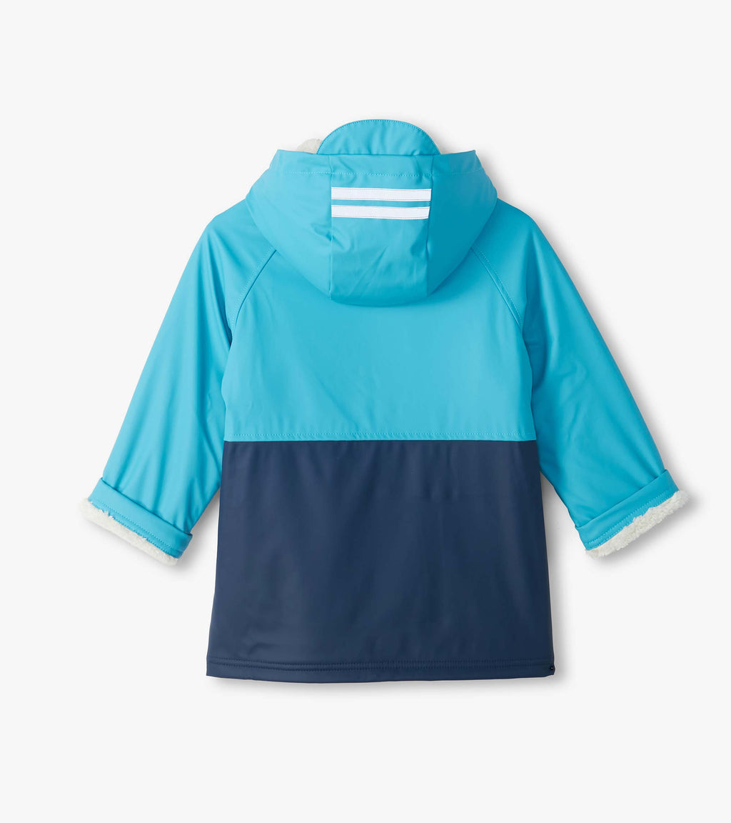 Blue Colorblock Sherpa Jacket