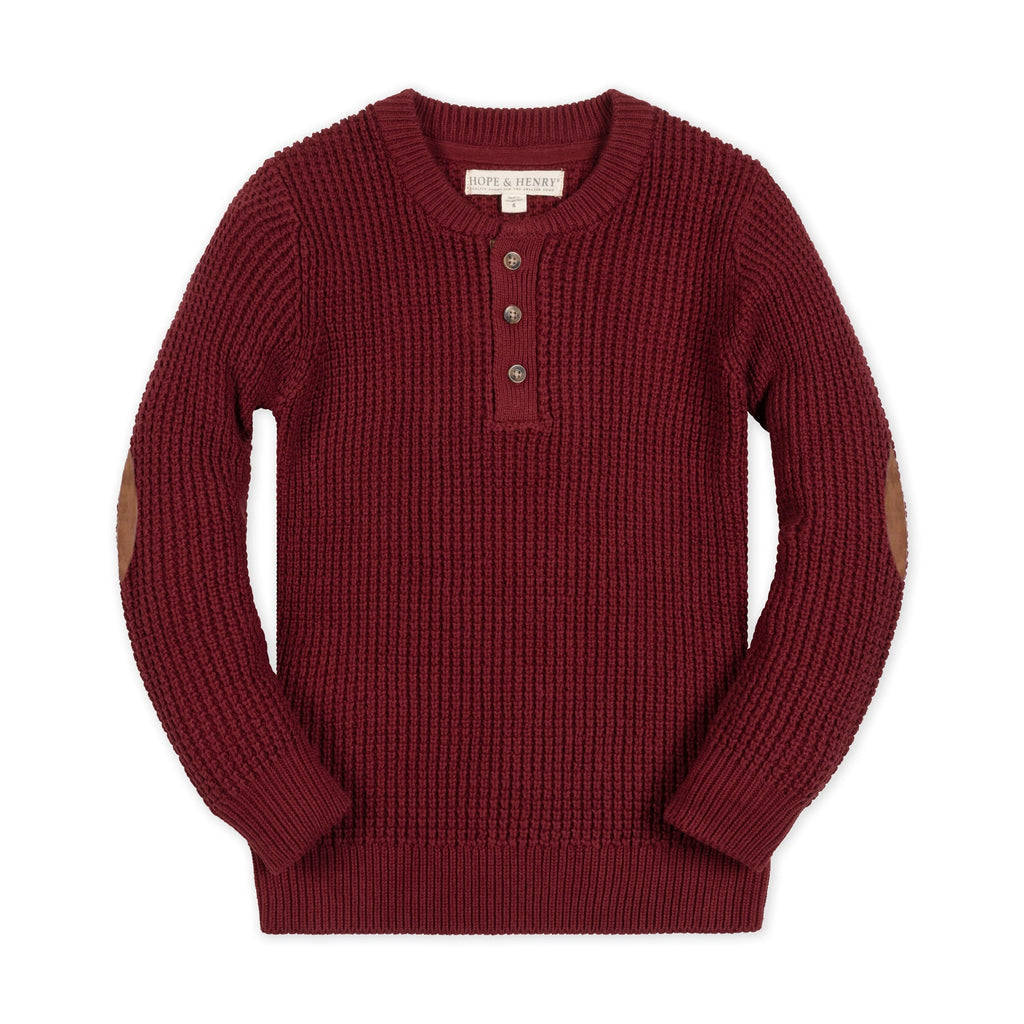 Organic Waffle Henley - Oxblood
