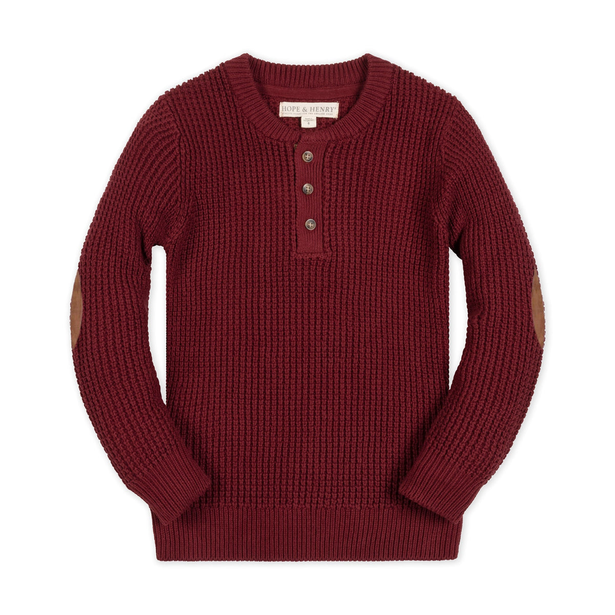 Organic Waffle Henley - Oxblood