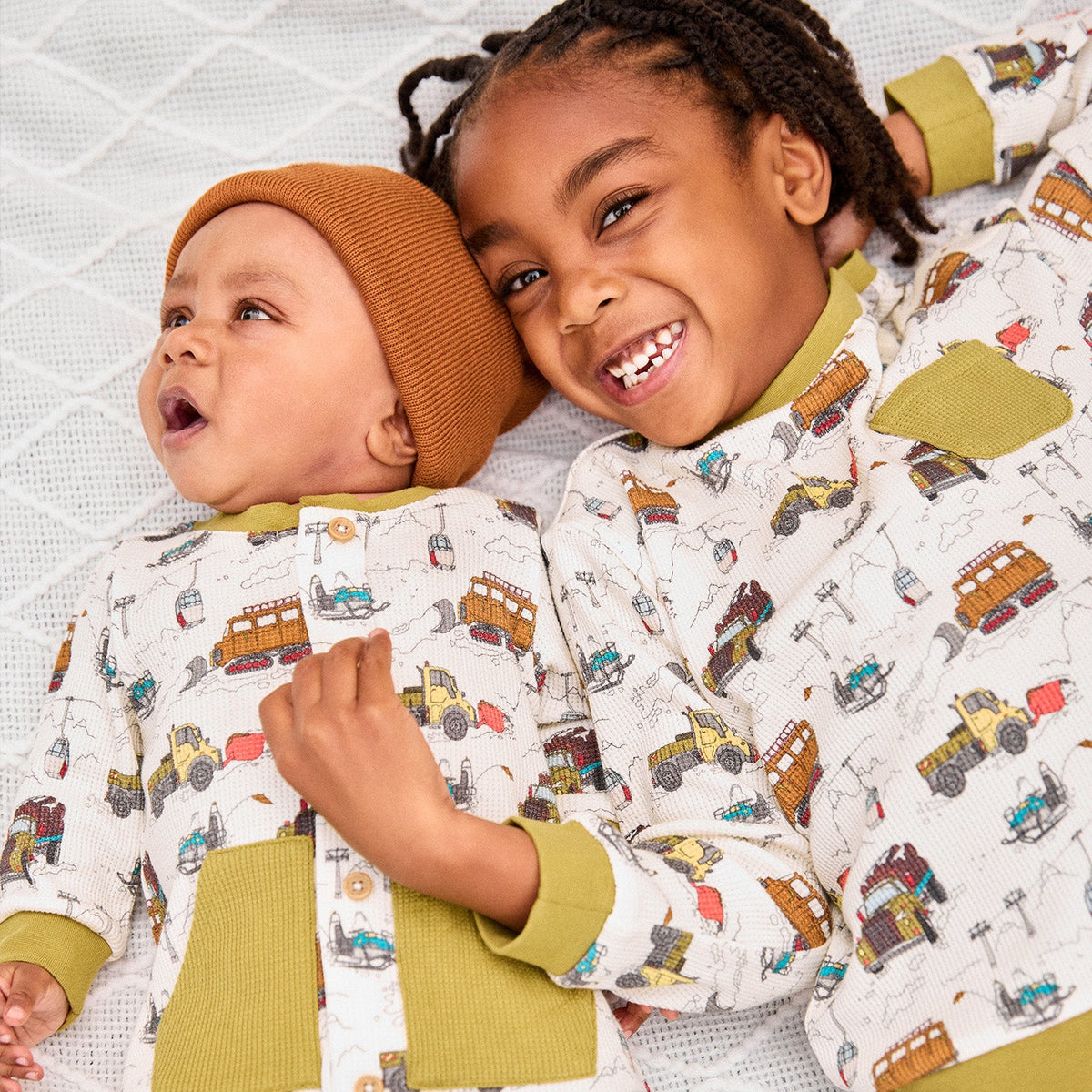 Boy's Snow Trucks Waffle Set